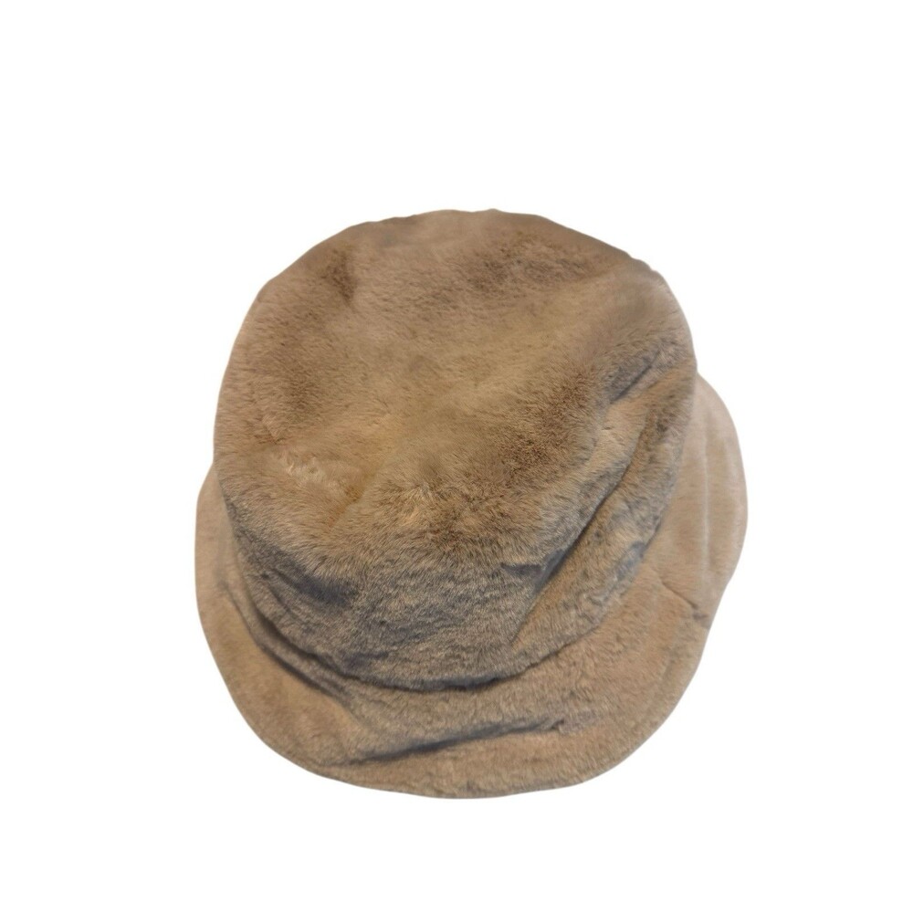 Sprigs Reversible Faux Fur Bucket Hat A615725 New Plaid Camel - Picture 5 of 5